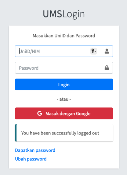 Halaman Login CAS
